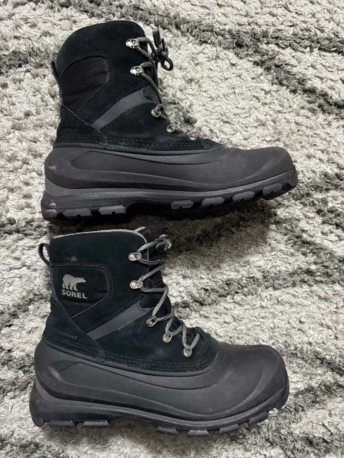 Sorel Mens Buxton Lace Boot Waterproof Black 9 M