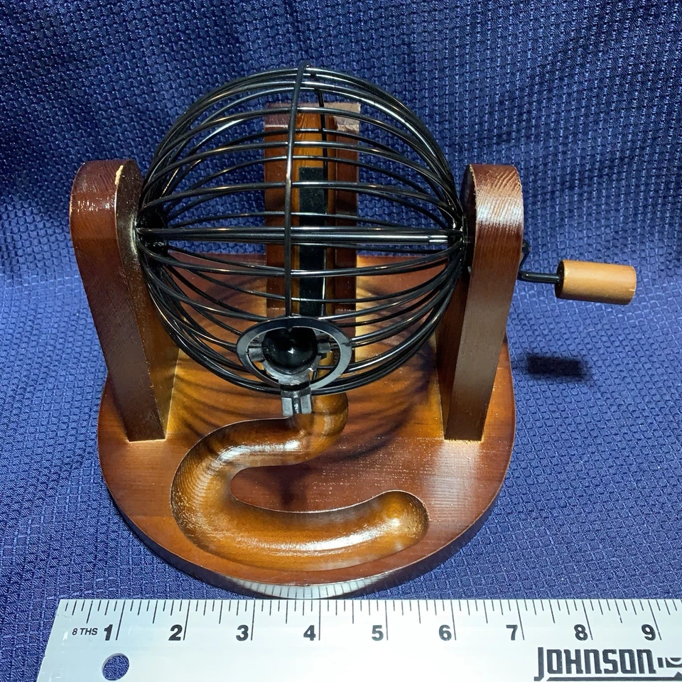 Solid Wood Bingo Set - Original Box - Complete  Looks & Works GREAT - See Video - Image 2 of 4