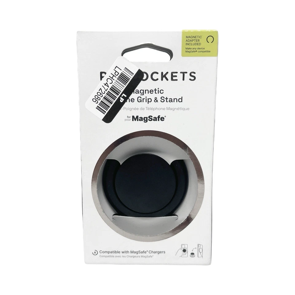 Empuñadura magnética para teléfono PopSockets y soporte con MagSafe, adaptador magnético - negro Foto 2 de 3