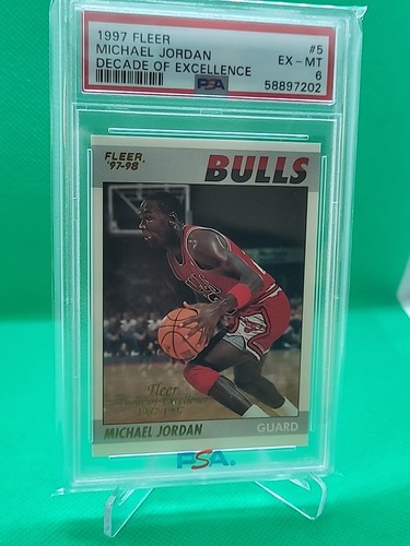 1997 FLEER DECADE OF EXCELLENCE #5 MICHAEL JORDAN PSA 6 🔥🔥 CHAMP🏆🏆🏆🏆🏆🏆🏀