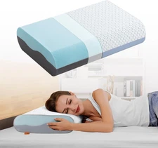 Maxzzz Memory Foam Pillows, Gel Cooling Bed Sleep 3 inch, White 3