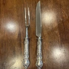 Wallace Sterling Flatware Meadow Rose 1907 2 Pc Carving Set 10 1/4" & 8 3/4"