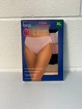 Felina Women's Pima Cotton Blend Hi-Cut Lace Trim Panties Size XL - Multicolor