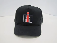 IH Tall Front Old Style Embroidered Braided Mesh Back Black Men's Cap