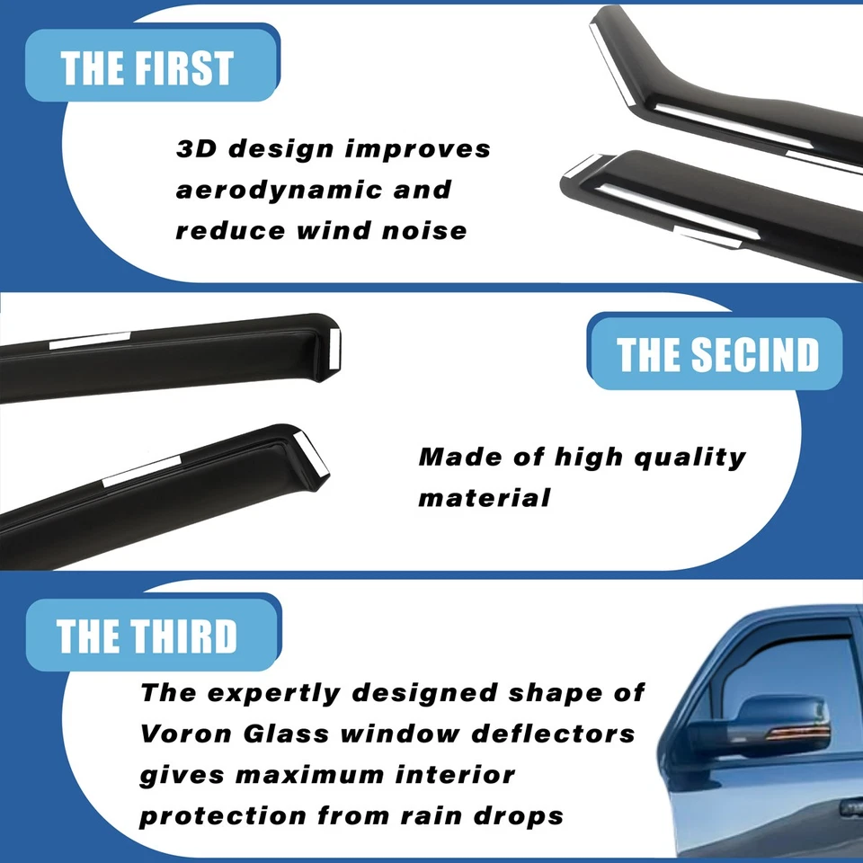 Para Volkswagen Atlas 2018-2025 protectores de lluvia en canal viseras de ventana pantalla de ventilación Foto 3 de 4