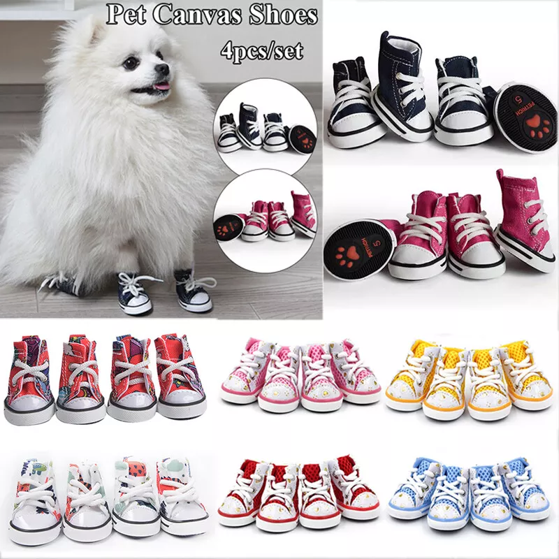 4pcs Pet Dog Boots Denim Sports Shoes Puppy Anti slip Sneakers For Small Dogs