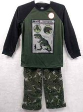 Wonder Nation Dinosaur Glow in the Dark Pajama Set Fleece Bottoms Size 8 M