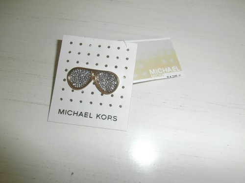 MICHAEL KORS AVIATORS GOLD SUNGLASSES BROOCH / PIN WITH CLEAR RHINESTONES SUPERB - Picture 10 of 17