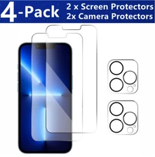 For iPhone 14 13 Pro Max Tempered Glass Screen Protector Camera Protector