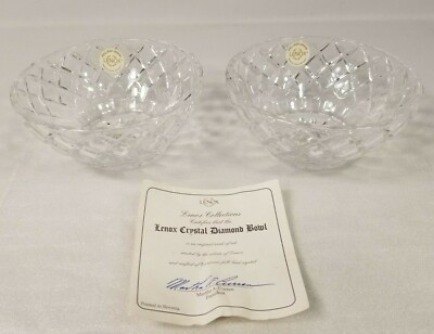 Lenox Crystal Diamond Bowl 5 Inch Full Lead Collections Set Of 2 Czech Republic