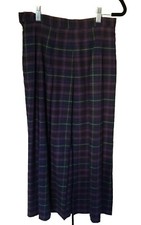 Vintage Laura Ashley Pleated Skirt Purple Tartan Sz 10 Made in Great Britain
