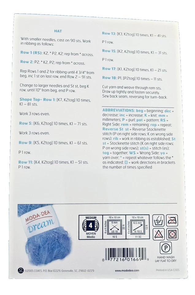 Knitting Moda Dea Dream Cable Sweater & Hat Pattern Fashion Series J18.0100 - Image 2 of 3