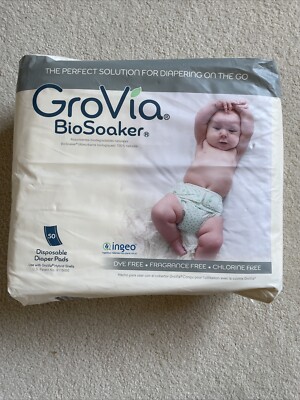 GroVia Disposable BioSoaker Pads for Baby Cloth Diapering 50 count