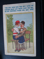 Comic Postcard "'ere Bill, your wife was out with my 'usband again last night ..