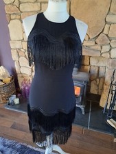 Whistles Tassle Bodycon Dress Black Size 8 Excellent Condition