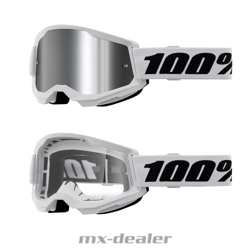 100 % Crossbrille Strata2 White Weiß Gruppe Motocross Enduro Downhill MTB BMX DH
