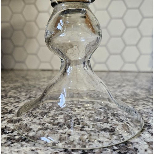 Vintage Black Amethyst MCM Blown Glass Art Vase With Clear Bubble Base 16.5" - Picture 15 of 16