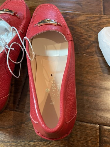 Kate Spade Carmen Slip-on Loafers Shoes Flats Pebbled Leather Red Size 7B New - Picture 8 of 12