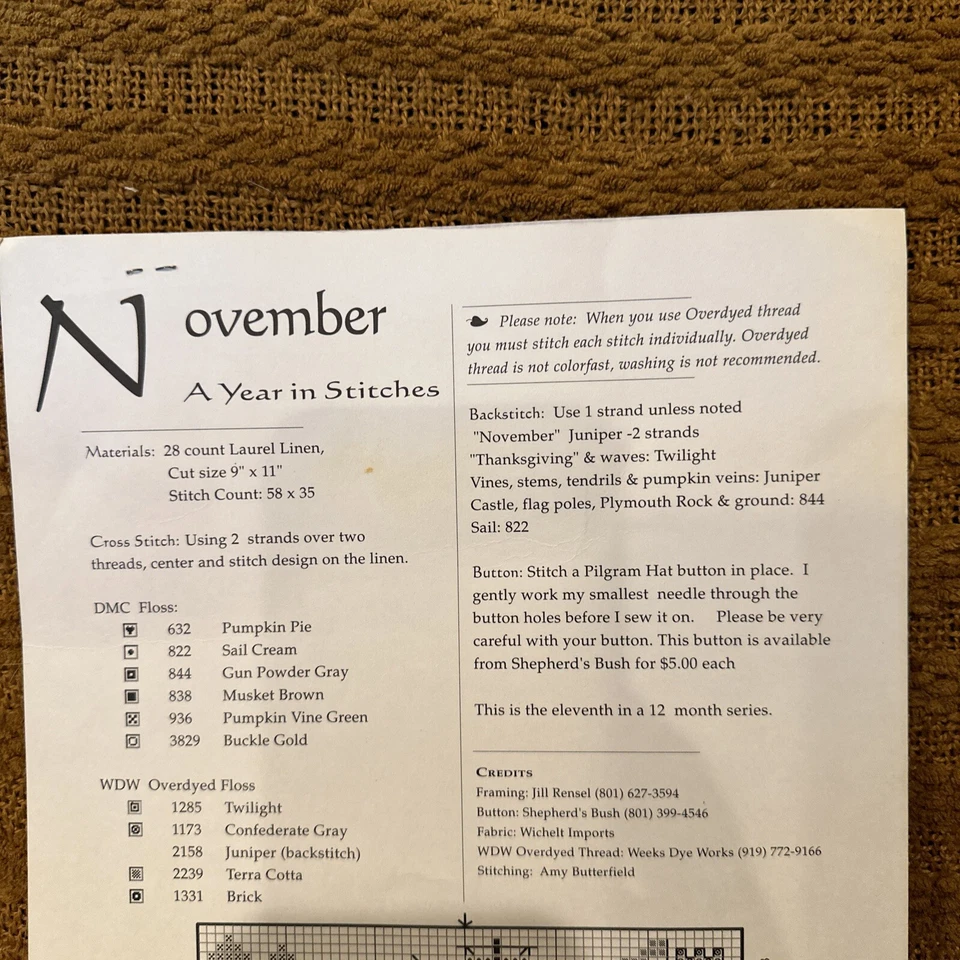 Cross Stitch Pattern of November by Shepherd's Bush - Image 2 of 2