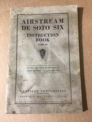 1935 Chrsyler DeSoto The Airflow De Soto Instruction Book, D-3187