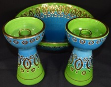 MCM Vintage Rosenthal Netter Bitossi Bowl Candlestick Holders Blue Green Italy