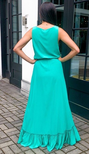 BB Dakota By Steve Madden Precious Hem Maxi Dress Green Size Large NWT - Picture 3 of 7