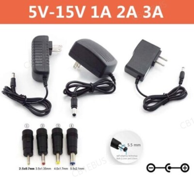 DC 5V 6V 8V 9V 12V 15V Power Supply Adapter 5.5 4 3.5x1.35mm 2.5mm connector CB1