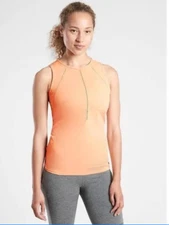 ATHLETA ~ Sz XS ~ Orange Creamcile Foothill SPLIT Tie BACK Perforated Tannk a62