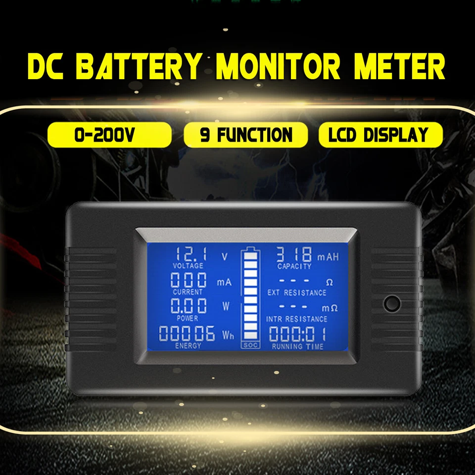 200A LCD Display DC Battery Monitor Meter 0-200V Volt Amp Cars RV Solar System - image 2 of 4