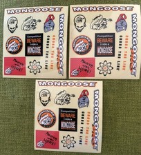 NOS Vintage 1990s MONGOOSE Maurice BMX 11 Sticker Decal Sheet X 3 Free Shipping