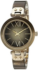 NEW ANNE KLEIN GOLD TONE,GREEN,BROWN RESIN BAND,ROMAN #'S BRACELET WATCH AK/2212