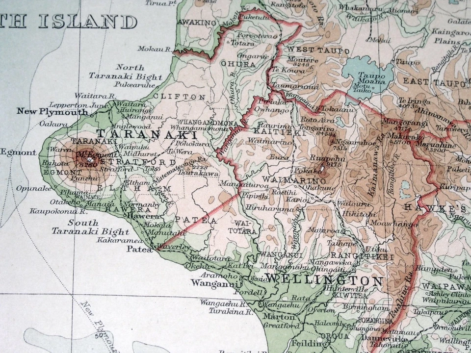 1922 PHYSICAL MAP OF NEW ZEALAND AUCKLAND CHRISTCHURCH DUNEDIN WELLINGTON ALPS - Image 4 of 4