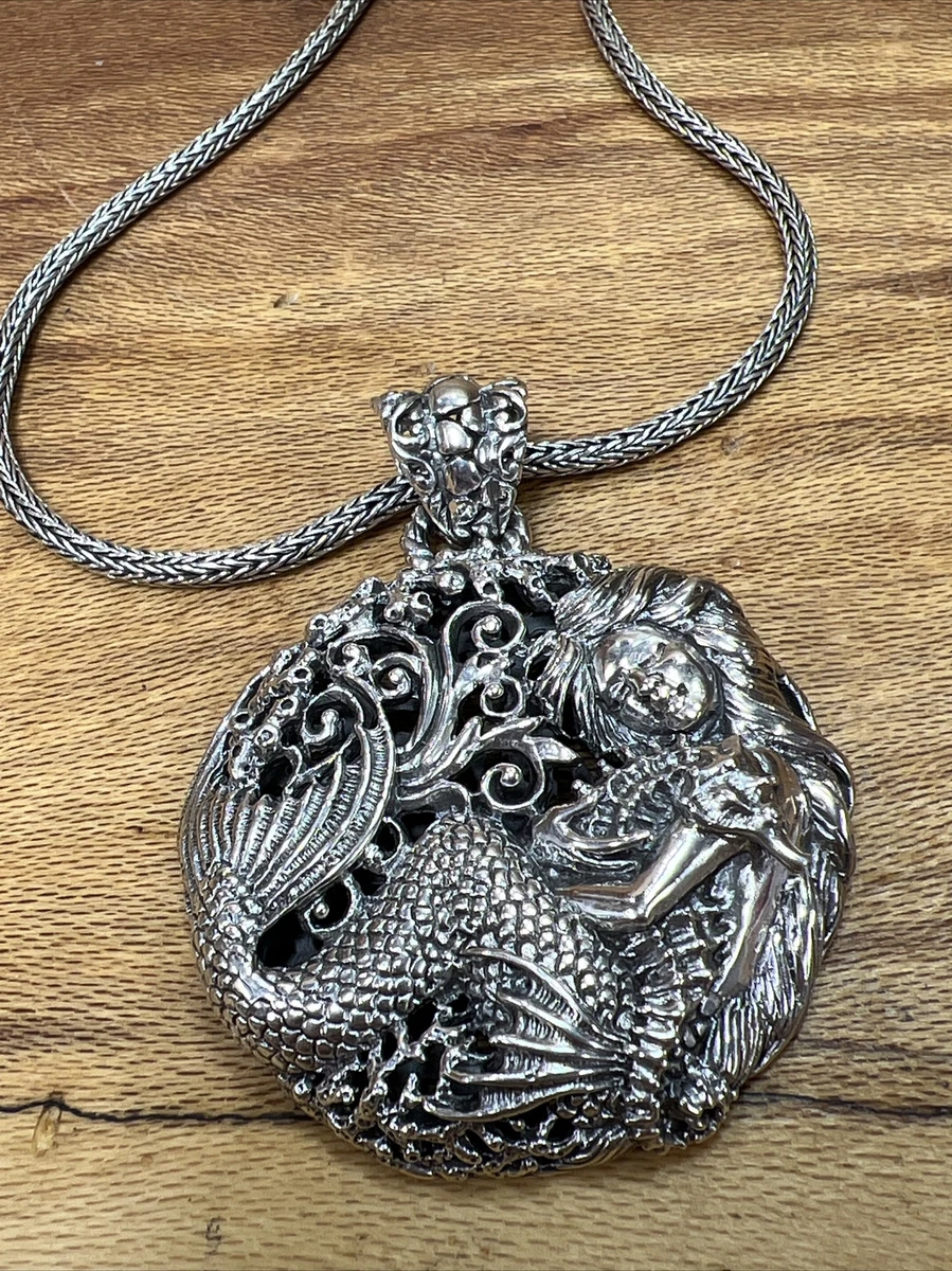 sarda 925 sterling silver Mermaid Circular Pendant Chain 26inch S893