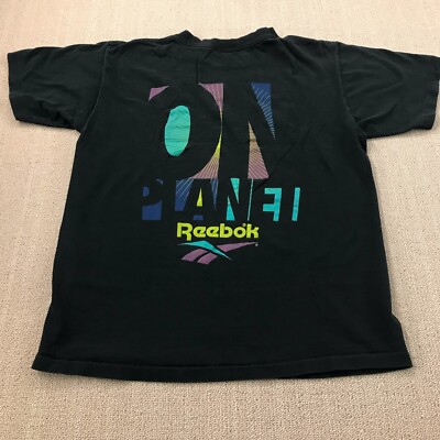 VINTAGE Reebok Shirt Mens Medium Black Single Stitch One