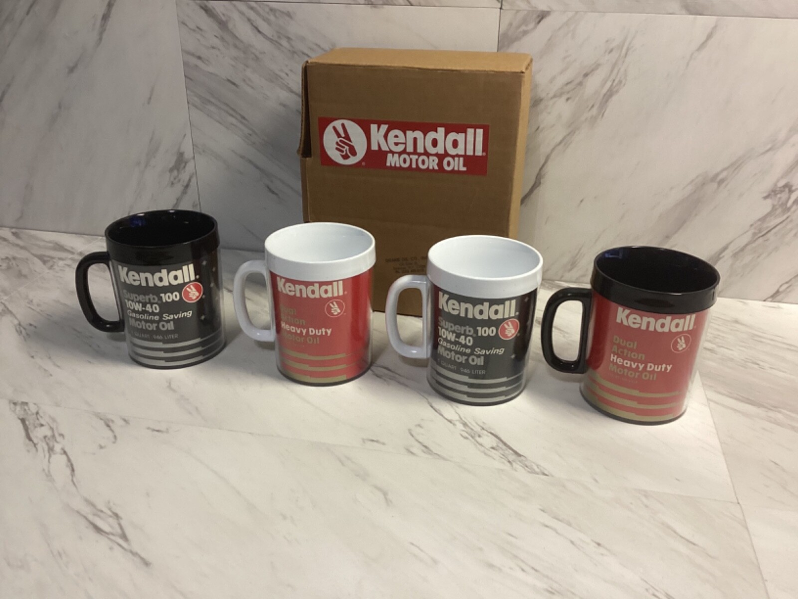 Vintage Set Of 4 Kendall motor Oil Coffee Mugs Cups eBay