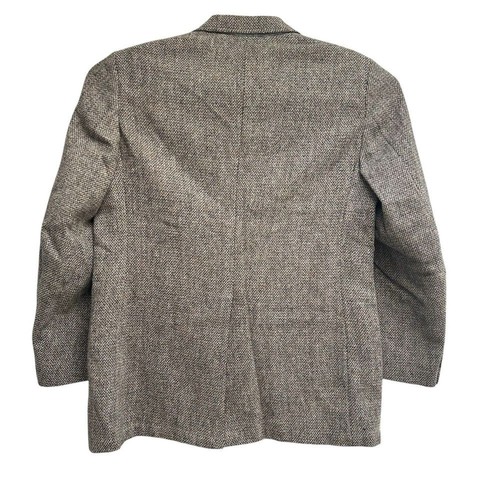 Blazer Harris tweed Stanley nero 100% lana scozzese pelle bottoni taglia 44 - Foto 7 di 7
