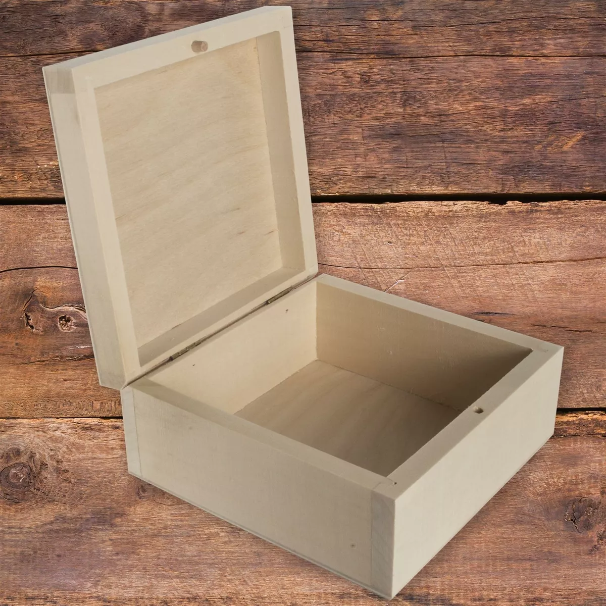 Small Square Decorative Wooden Box with Lid | 10 x 10 x 5 cm | Plain  Lindenwood