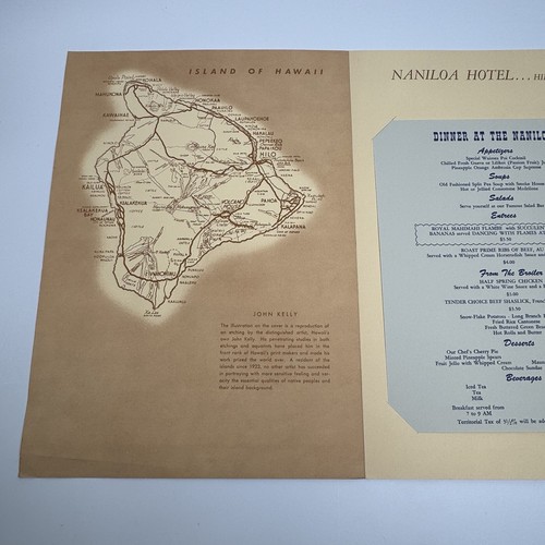 John Kelly Vintage Menu Naniloa Hotel Hilo Hawaii Artist Reef Fisherman - Picture 9 of 11