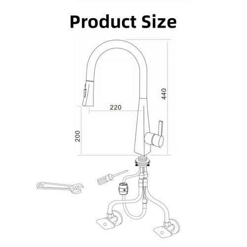 Grifo de cocina acero inoxidable cepillado pulverizador para fregadero de cocina - Imagen 6 de 7