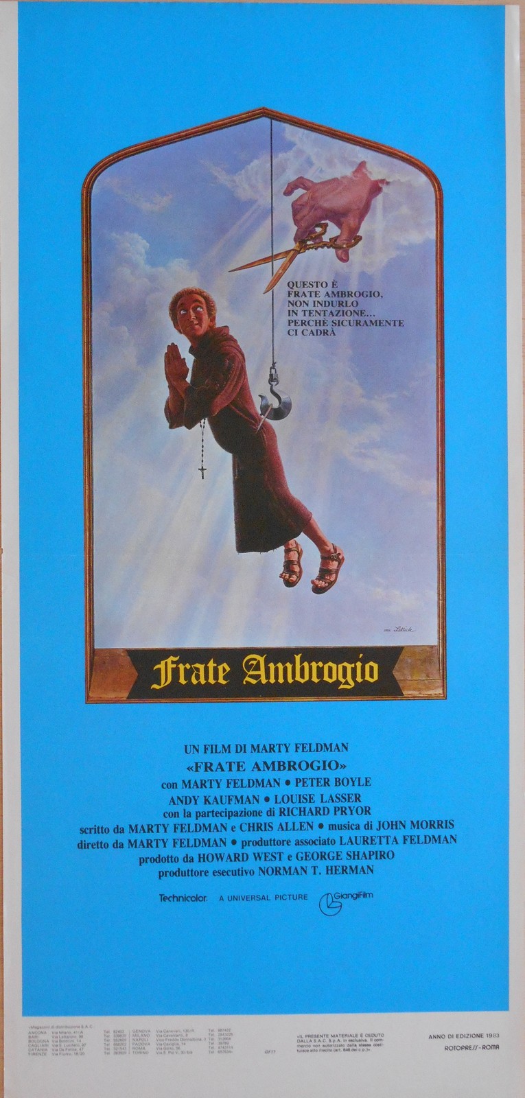Locandina originale film Frate Ambrogio (1980) - Regia di Marty Feldman
