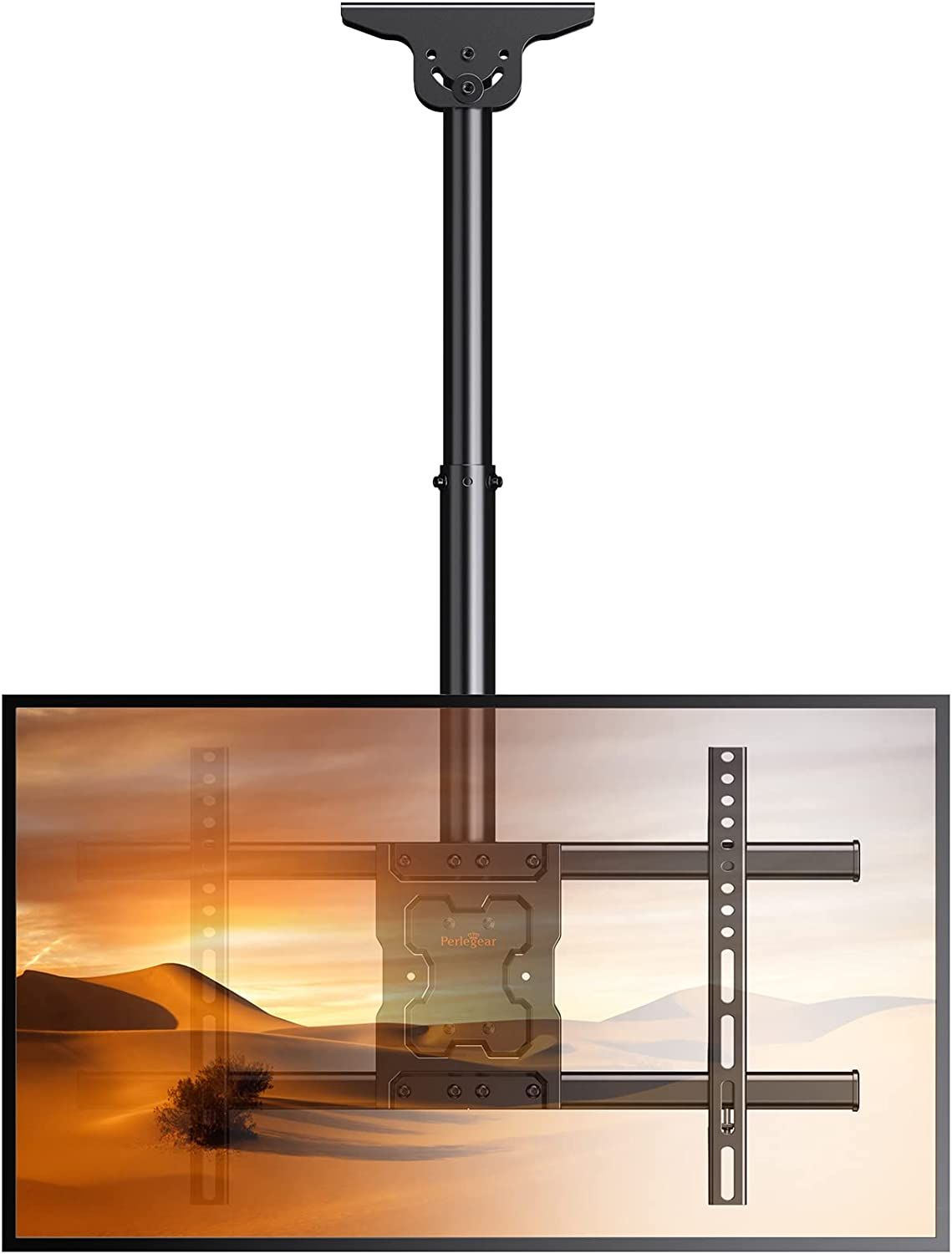 Perlegear Ceiling TV Mount, Hanging Mount for 37-75 inch Flat or Black