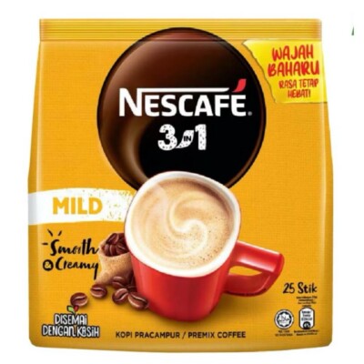 1 pack Nescafe 3 In 1 Mild 18gm x 25 Sticks Premix Instant Coffee Free Shipping