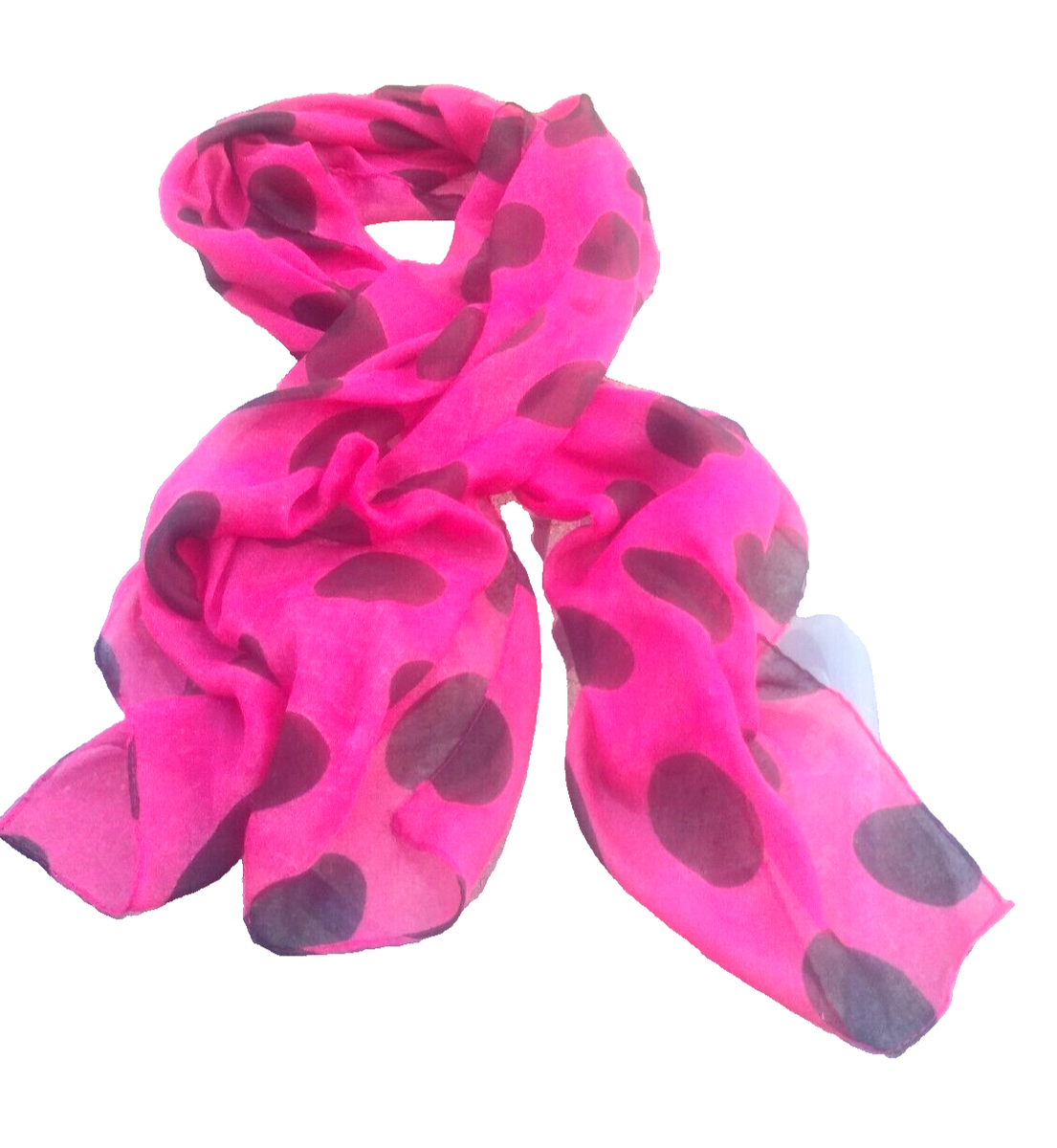 SCARF WRAP RED with BLACK POLKA DOTS TRANSLUCENT VAKENTINE'S DAY