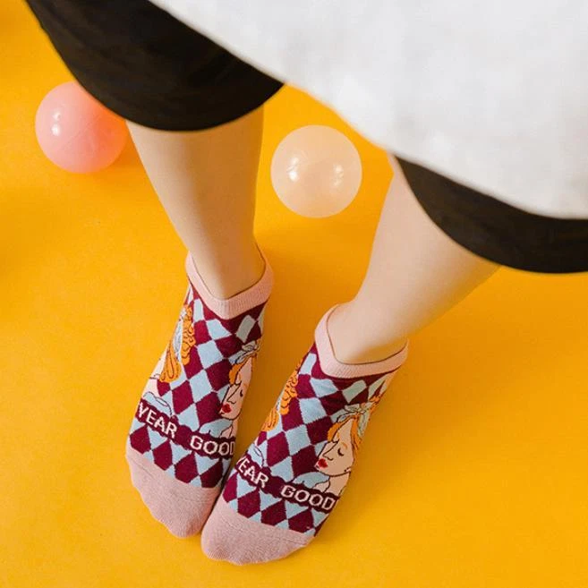 Ретро цветной один размер хлопок лодыжки носки, персонаж мультфильм носки - Изображение 4 из 4
