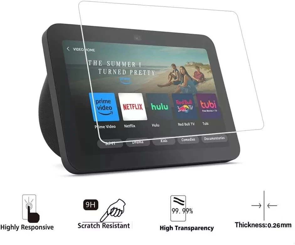 2 Pack 9H Premium Tempered Glass Screen Protector For  Amazon Echo Show 7"x4.5" - Image 2 of 4