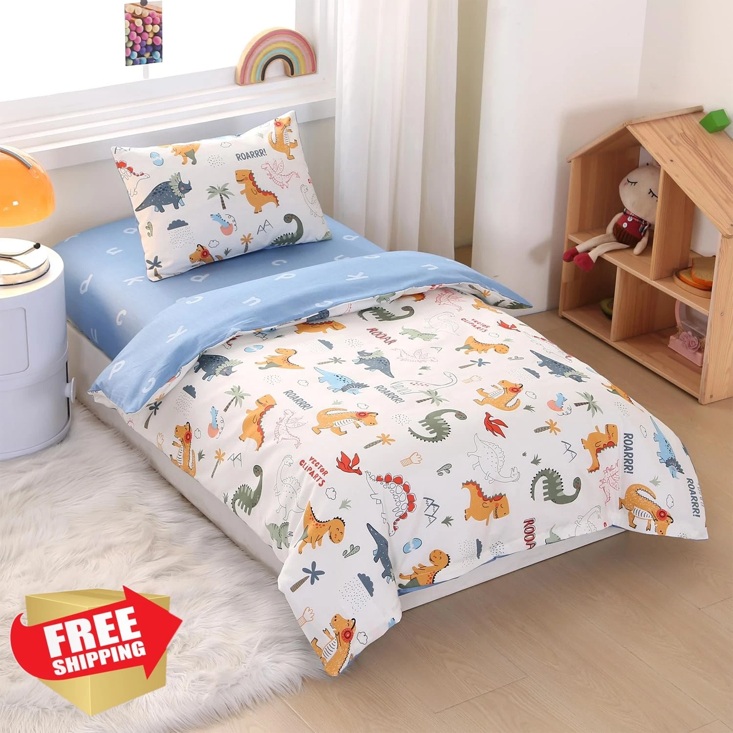 WaBaHa Dino Print 3 Pc Crib Bedding Set