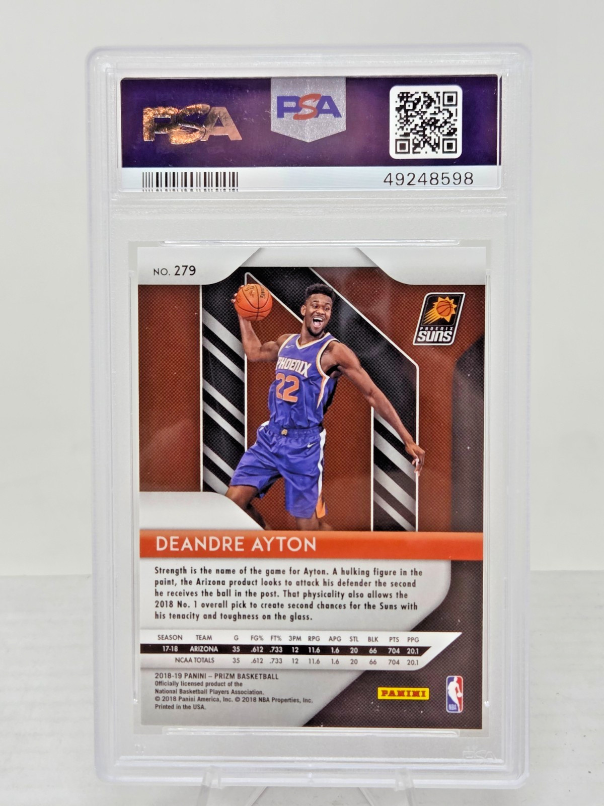 2018 Panini Prizm DeANDRE AYTON RC Rookie Basketball Card PSA 10 GEM MINT view 2