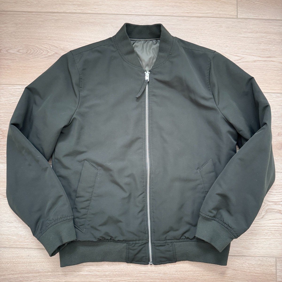 Abercrombie & Fitch Bomber Jacket Flight Reversible Full Zip Green