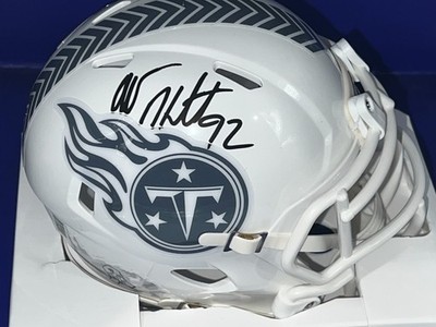 albert football helmet ALBERT HAYNESWORTH TENNESSEE TITANS BECKETT SIGNED SALUTE TO SERVICE MINI  HELMET