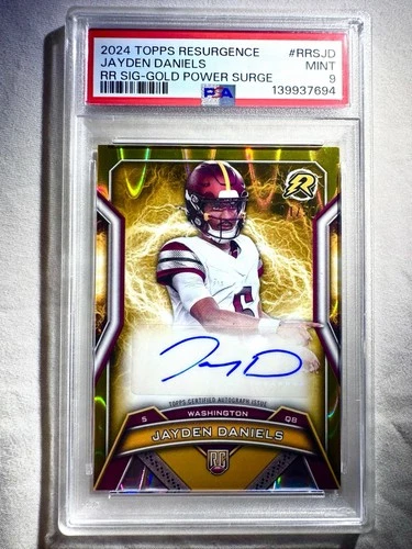 2024 Topps Resurgence Jayden Daniels Gold Power Surge Auto Rookie /50 PSA 9 🔥🔥